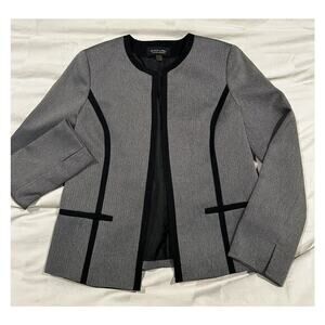 Evan Picone Black Label Womens Gray Open‎ Front Career Blazer Academia Sz 8